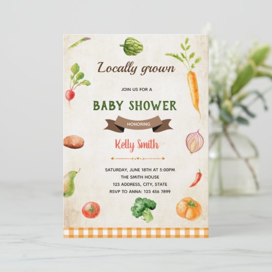 野菜の農場市場をテーマにした招待状 招待状 (スタンド正面)