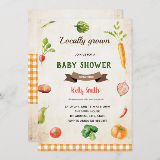 野菜の農場市場をテーマにした招待状 招待状 (正面/裏面)