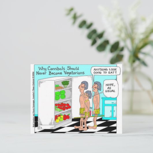 野菜の食人同士がおもしろい風変わりな漫画のギフト ポストカード (スタンド正面)
