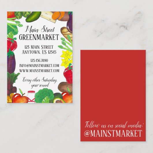 野菜の食料品ショッピンググリーンマーケットシェフ 名刺 (正面/裏面)
