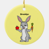 野菜まんが入ったかわいいウサギ セラミックオーナメント (裏面)