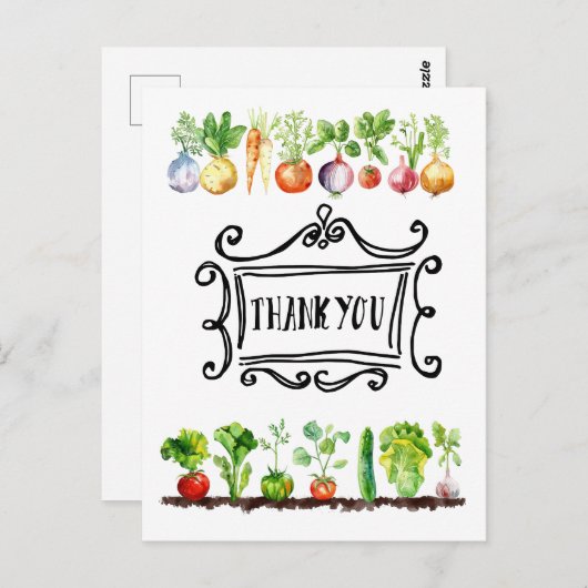 野菜をテーマにした感謝の意を表す ポストカード (正面/裏面)