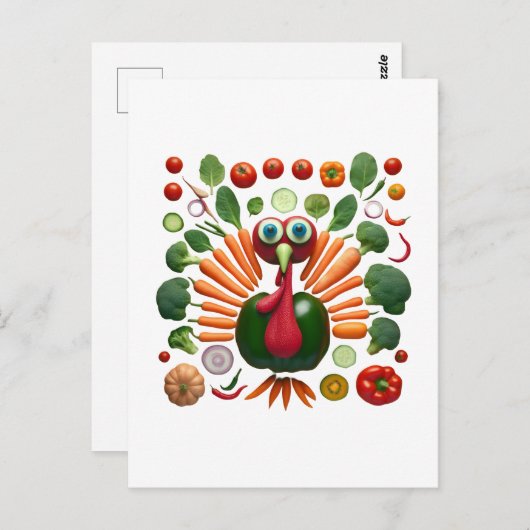 野菜を使った感謝祭のトルコ ポストカード (正面/裏面)