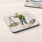 野菜を持つ男の子は、「コスチュームからの54をめっきします コースター (左側)