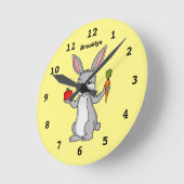 野菜を描いたかわいいウサギ ラウンド壁時計 (傾斜)