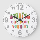 野菜を食べよう レインボーカラー ヘルシーガーデン ラージ壁時計 (正面)
