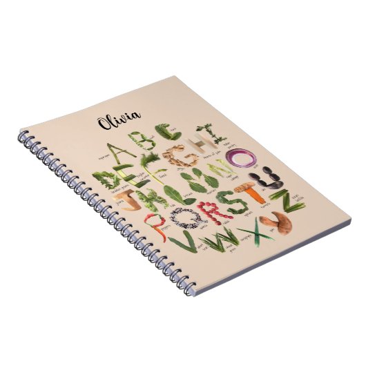 野菜アルファベット かわいい子供用食品ノート ノートブック (右側)