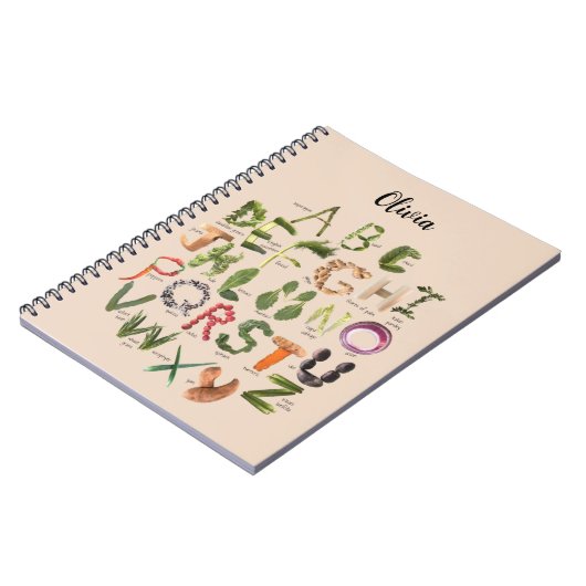 野菜アルファベット かわいい子供用食品ノート ノートブック (左側)