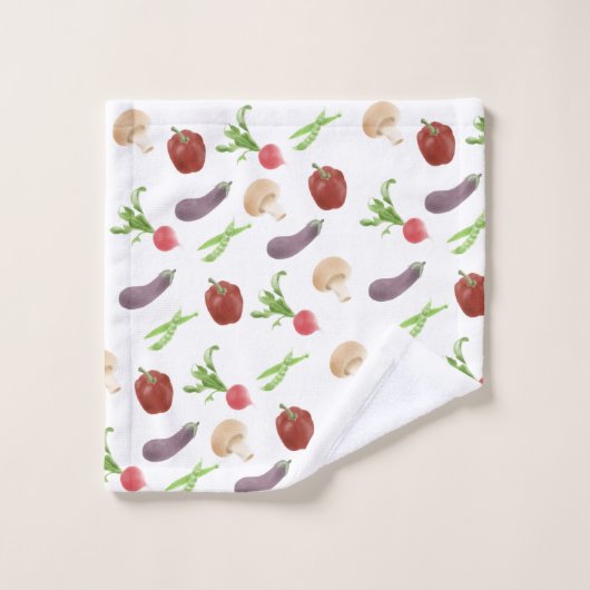 野菜イラストレーション模様 ウォッシュタオル (ウォッシュタオル)