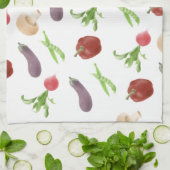 野菜イラストレーション模様 キッチンタオル (折り畳み)