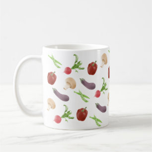 野菜イラストレーション模様 コーヒーマグカップ
