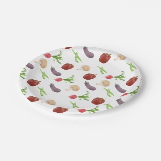 野菜イラストレーション模様 ペーパープレート (アングル)