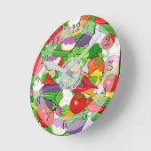 野菜カラフルの選択 ラウンド壁時計 (傾斜)