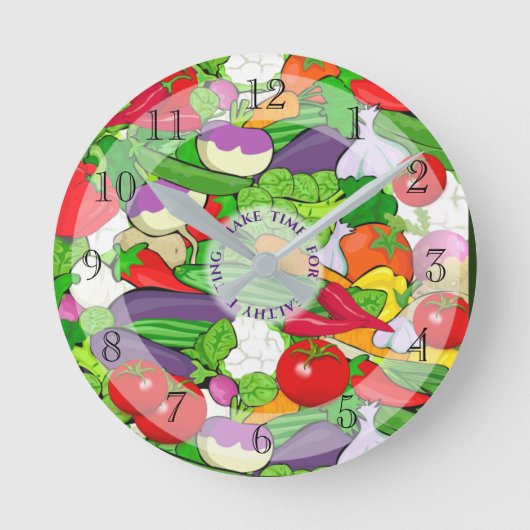 野菜カラフルの選択 ラウンド壁時計 (正面)