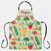野菜カラフル食品名前をカスタムする エプロン (正面)