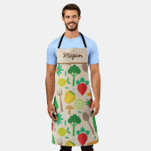 野菜カラフル食品名前をカスタムする エプロン (着用した状態)