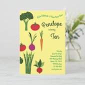 野菜ガーデン子供の誕生日パーティーベギー 招待状 (スタンド正面)