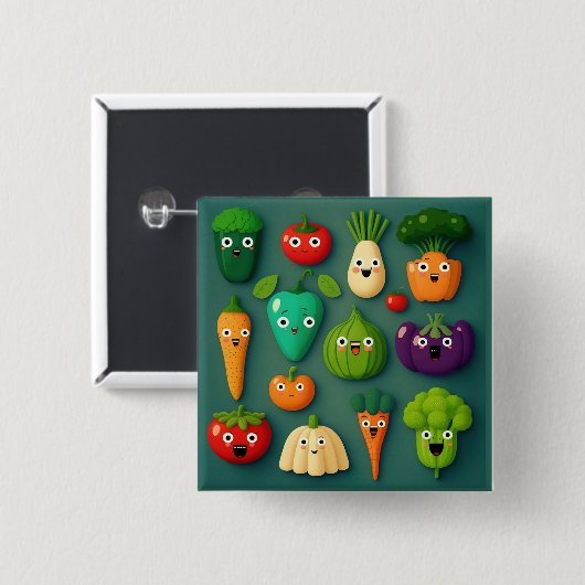 野菜キャラクター野菜オニオンクリップ 缶バッジ (正面&裏面)