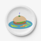 野菜サイド付きサンドイッチおもしろい食品 ペーパープレート (正面)