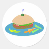 野菜サイド付きサンドイッチおもしろい食品 ラウンドシール (正面)