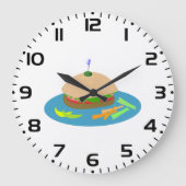 野菜サイド付きサンドイッチおもしろい食品 ラージ壁時計 (正面)