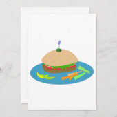 野菜サイド付きサンドイッチおもしろい食品 招待状 (正面/裏面)