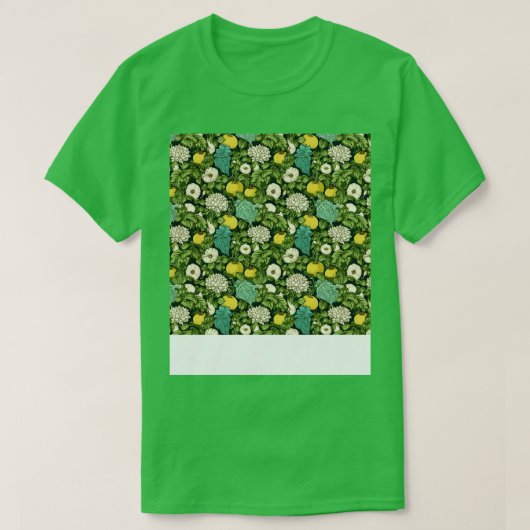 野菜シームレスパターンベジリーピーグリーンサラ Tシャツ (デザイン正面)