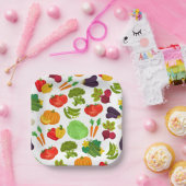 野菜シームレスビーガンパターン ペーパープレート (パーティー)