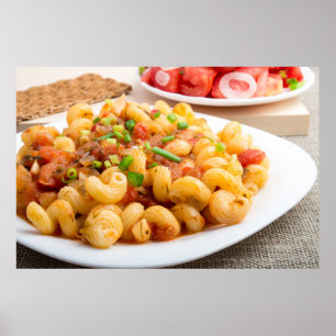 野菜ソースとの調理されたパスタのcavatappi ポスター