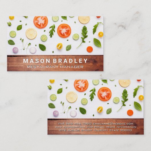 野菜パターン |木材 名刺 (正面/裏面)