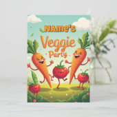 野菜パーティーの誕生日招待状 招待状 (スタンド正面)