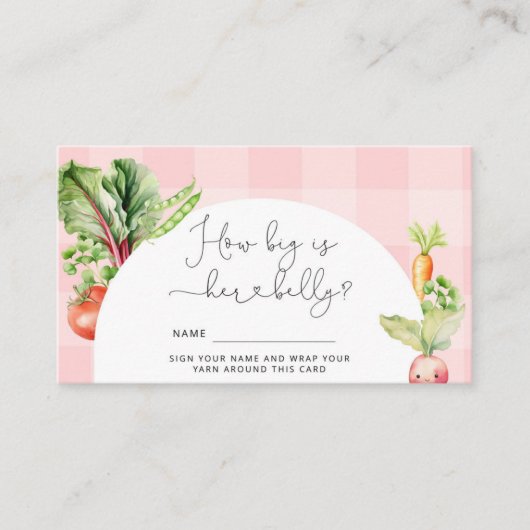 野菜ピンクのギンガムどのように大きなママの腹 エンクロージャーカード (正面)