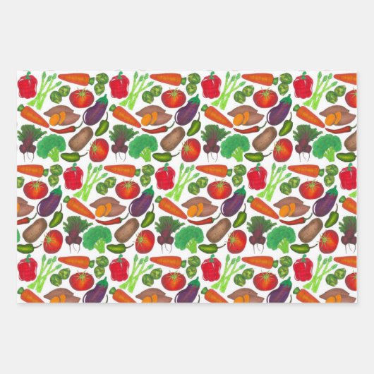 野菜プリントガーデンベジスファーマーズマーケットベグ ラッピングペーパーシート (正面3)