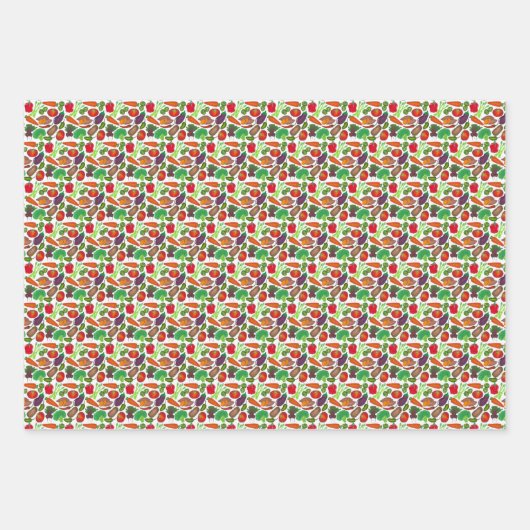野菜プリントガーデンベジスファーマーズマーケットベグ ラッピングペーパーシート (正面2)