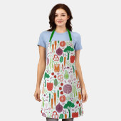 野菜モダン柄 エプロン (着用した状態)