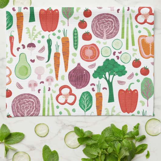 野菜モダン柄 キッチンタオル (折り畳み)