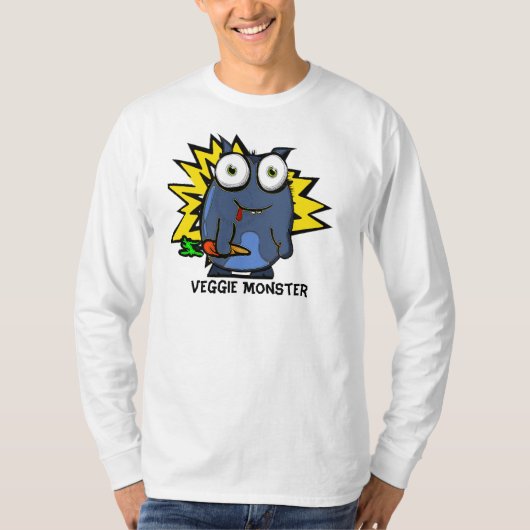 野菜モンスターの長袖T Tシャツ (正面)