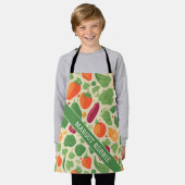 野菜レトロカラフルパーソナライズされた模様 エプロン (着用した状態)