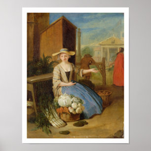 野菜売り、コベントガーデン、c.1726 (油オンpa ポスター