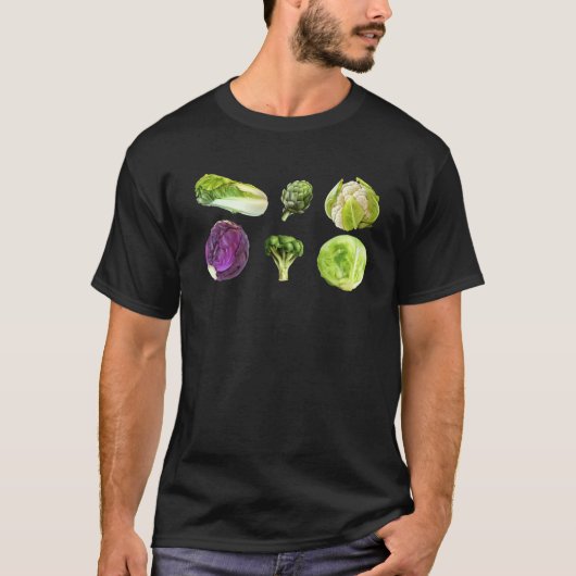 野菜大好き グリーン野菜 かわいい ヘルシーサラダ F Tシャツ (正面)