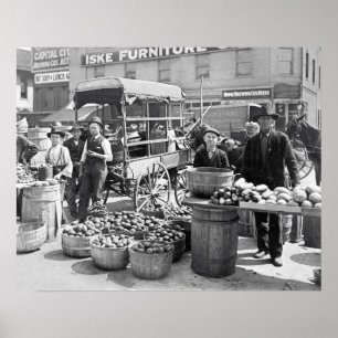 野菜市場、1908年。ヴィンテージ写真 ポスター