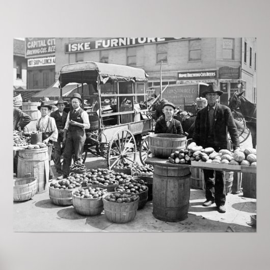 野菜市場、1908年。ヴィンテージ写真 ポスター (正面)