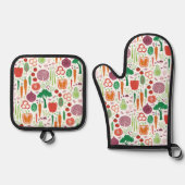 野菜料理パターン 鍋つかみ&鍋敷きセット (正面)