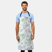 野菜柄の大エプロン エプロン (着用した状態)
