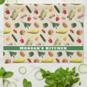野菜柄キッチンパーソナライズされたタオル キッチンタオル (折り畳み)