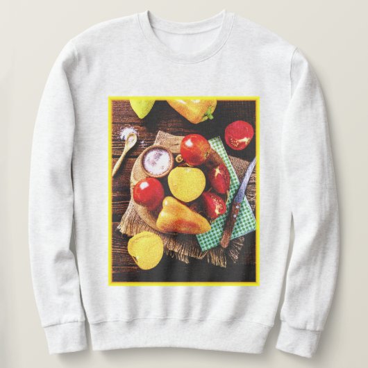 「野菜自家製サラダ」かわいい写真。買今 スウェットシャツ (デザイン正面)