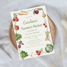 野菜農家市場誕生日招待状