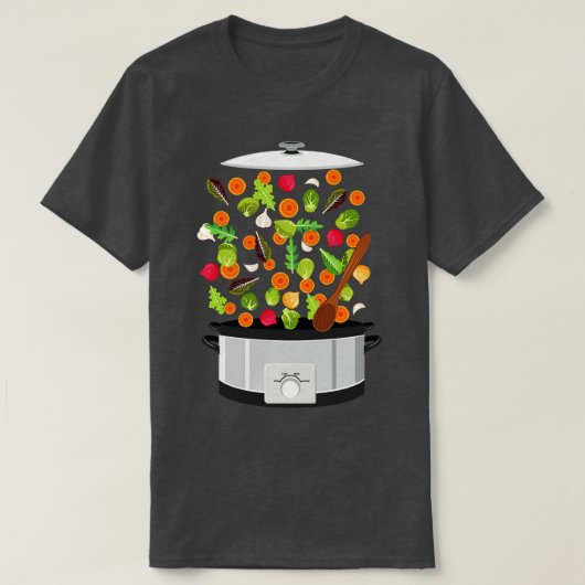 野菜飛んでいる爆発 Tシャツ (デザイン正面)