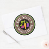 野菜食べおもしろいワードアートステッカー ラウンドシール (封筒)