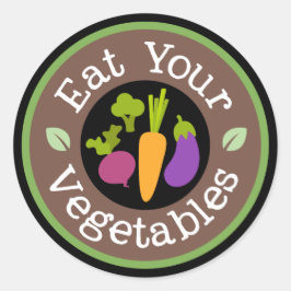 野菜食べおもしろいワードアートステッカー ラウンドシール
